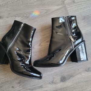 Calvin Klein Shiny Black Heeled Boots